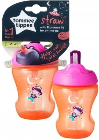 Tommee Tippee Baby Cup with Handles and Straw made of Plastic Orange 230ml for 7m+m+