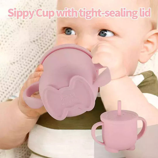 Baby Donkey Παιδικό Ποτηράκι από Σιλικόνη Ροζ 160ml