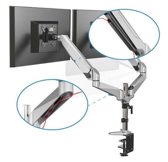 Digitus Stand Desk Mounted for 2 Monitors up to 27" with Arm (DA-90353)