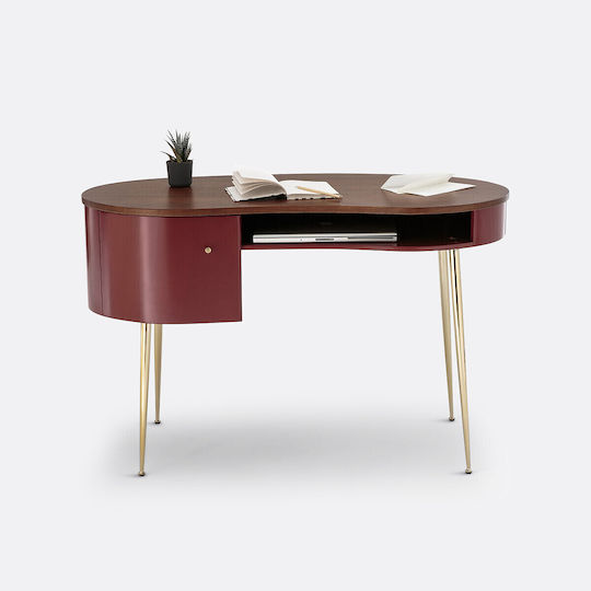 Topim Wooden Red Desk with Metal Legs 120x60x75.3cm