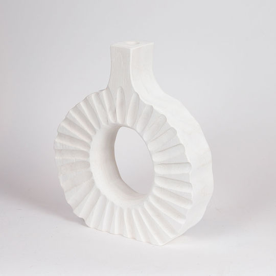 Vază Decorativă Lemn Alb 27x6x30cm 1buc