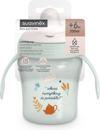 Suavinex Εκπαιδευτικό Μπιμπερό Πλαστικό με Λαβές Πράσινο για 6m+ 200ml