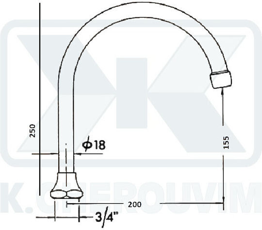 Ρουξούνι Μπαταριών Κουζίνας Arco L200 H155 H250 Χρωμέ 3/4" Universale Ρουξούνι Μπαταριών Κουζίνας Arco L200 H155 H250 Χρωμέ 3/4" Universale