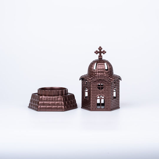 Vigil Oil Lamp Small Metallic Church 5 Different Shades Dimension 17 X 10 Cm