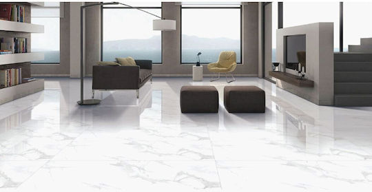 Fliesen Statuario Elegant 60x120 Rettifiziert Porzellan Weiß Glänzende Oberfläche