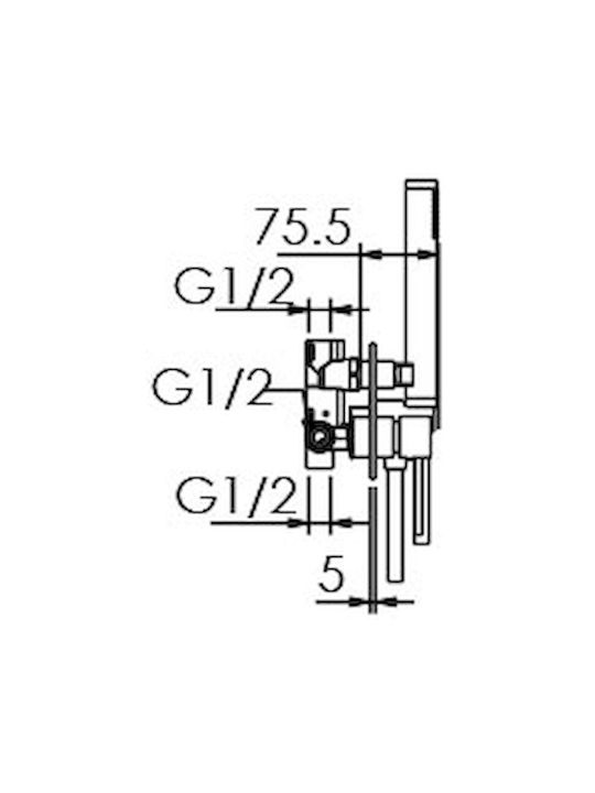 Excel Minimal Built-In Mixer Set 2 Exits Hand Shower & Wall Shower Head