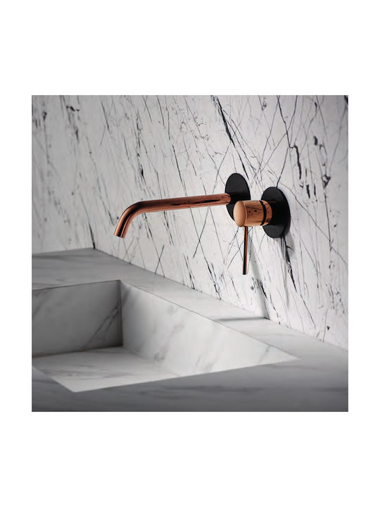 Excel Minimal Built-in Faucet Set for Bathroom Sink Rose Gold Mixer 2 Exits