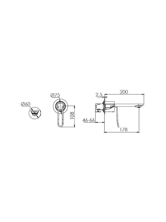 Excel Mona Built-in Set for Bathroom Sink Rose Gold Mixer 2 Exits
