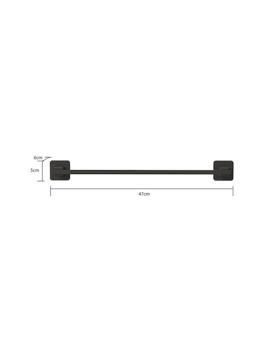 Tekno-tel Bathroom Towel Rail Hanger 47x6x5cm Aluminum Wall-Mounted Screws Matte Black