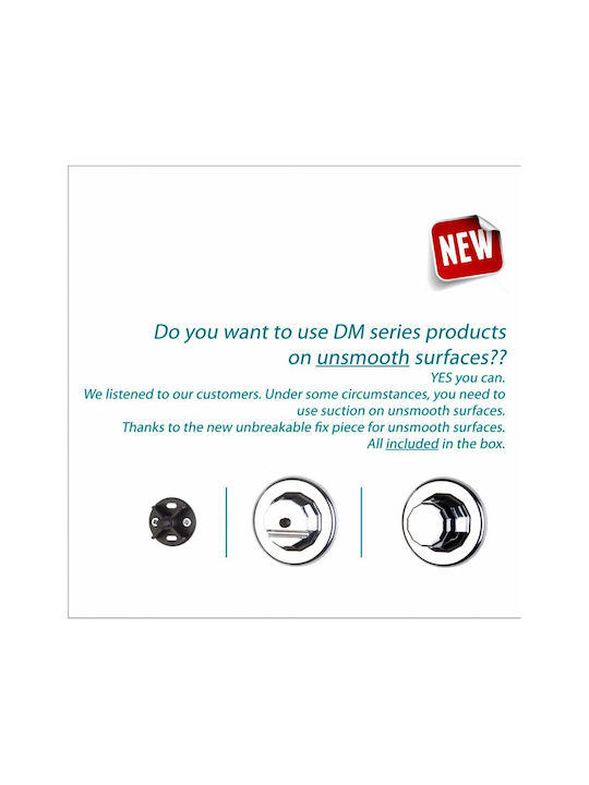 Tekno-tel Bathroom Hanger 5 Hooks 29x4x6cm Thickness 7mm Load Capacity 12kg Chrome-Plated Steel Extra Strong Suction Cup