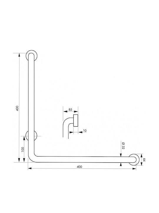 Μπάρα Στήριξης Μπάνιου Wc 400 X 400 Χιλ Γωνία 90° Φ32 Χιλ Inox Ματ Thirard 00068672 Μπάρα Στήριξης Μπάνιου Wc 400 X 400 Χιλ Γωνία 90° Φ32 Χιλ Inox Ματ Thirard 00068672