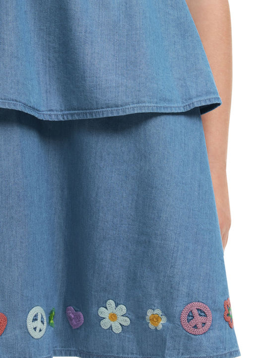 Happy Rochie Fete Fără Mâneci Denim Set Cu Accesorii Jeans