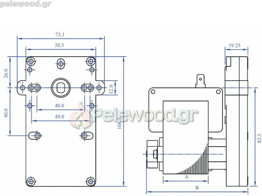 Μοτερ Mellor 8,5 Στροφων 38 Watt Χωρις Αξονακι
