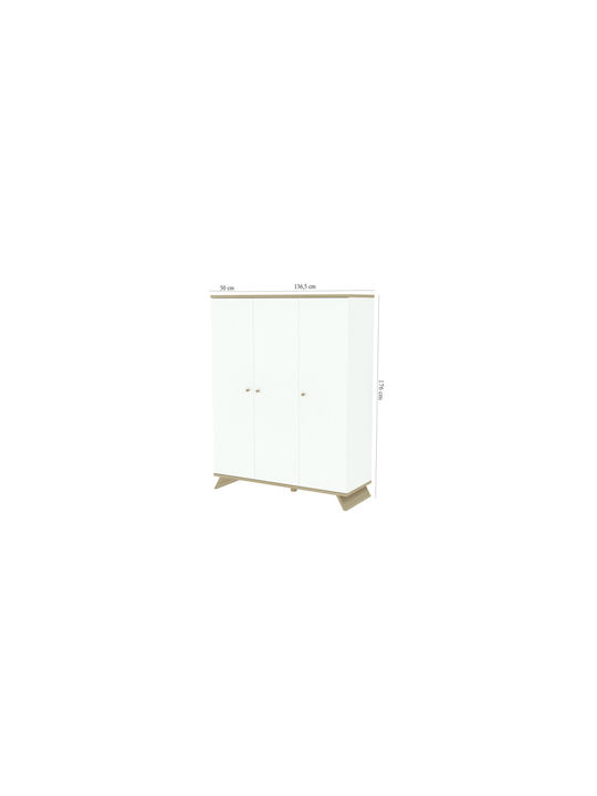 Τρίφυλλη Ντουλάπα Λευκή 176x136.5x176cm Τρίφυλλη Ντουλάπα Λευκή 176x136.5x176cm