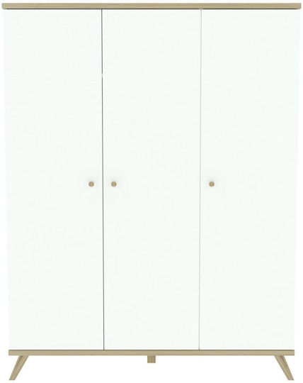 Drei Türen Schrank Weiß 176x136.5x176cm