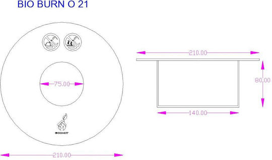 Bioethanol Burner Bio Burn Round Classic O 21 Ecohot