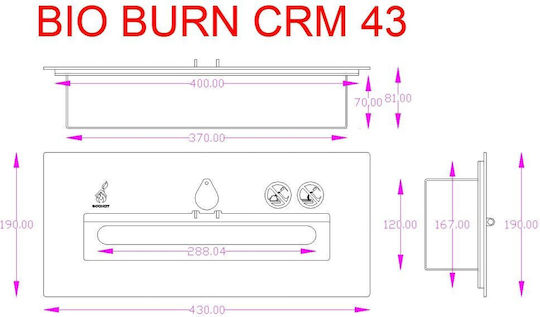 Καυστήρας Βιοαιθανόλης Κεραμικός Bio Burn Crm 43 Inox Ecohot