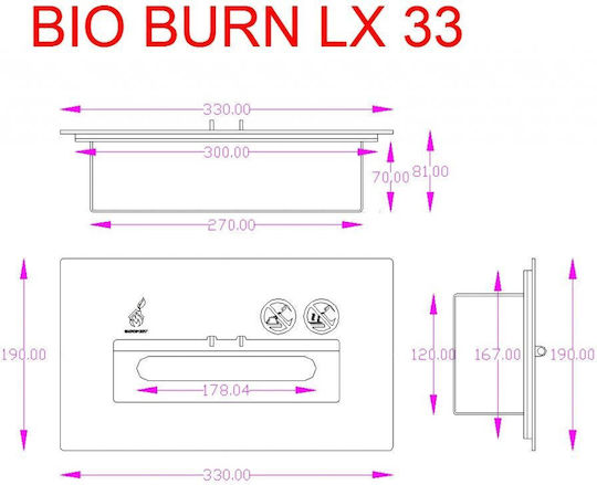 Καυστήρας Βιοαιθανόλης Bio Burn Lx 33 33x19x8 Ecohot