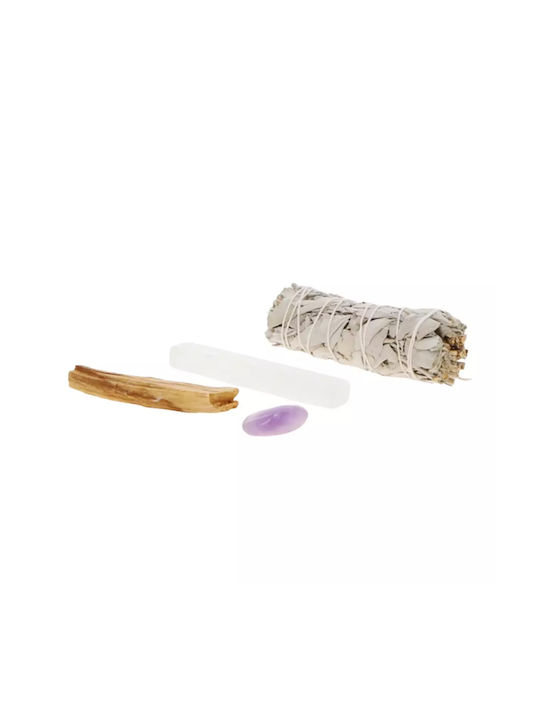 Energy Cleansing Smudge Kit Palo Santo Φασκόμηλο Αμέθυστο & Σεληνίτη