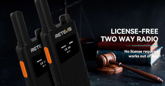 Retevis B63s + 2x G-hook Earpiece C9239a Walkie Talkie 0.5W με Μονόχρωμη Οθόνη Σε Διάφανο Χρώμα