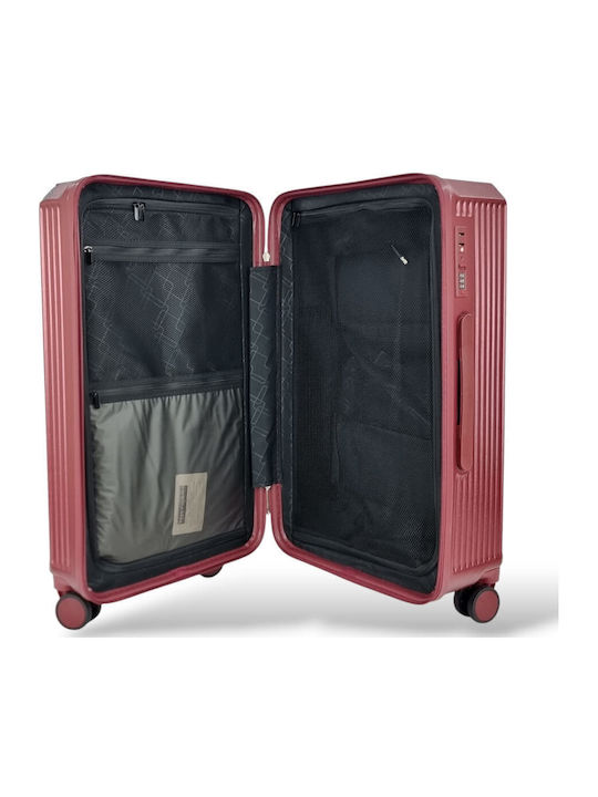 Modern Design – Medium Suitcase Forecast C879 Tsa Usb & 4 Wheels 65cm Burgundy