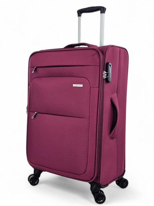 Medium Suitcase 42x23x67 Cm – 2.6 Kg Fabric Forecast W24901-24 Expansion & TSA Lock Burgundy