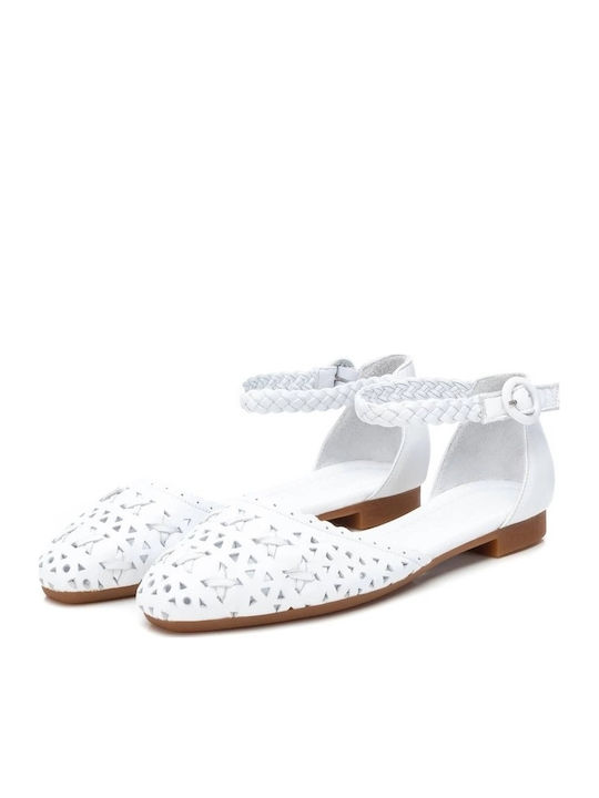 Lederne Damen Ballerinas in Weiß Farbe