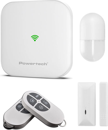 Powertech Autonom Fără fir Sistem de Alarmă cu Detector de Mișcare , Senzor de Ușă , Sirenă , 2 Telecomenzi și Centru