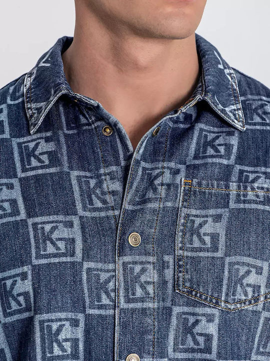 Дълъг Ръкав Деним Overshirt Светлосин