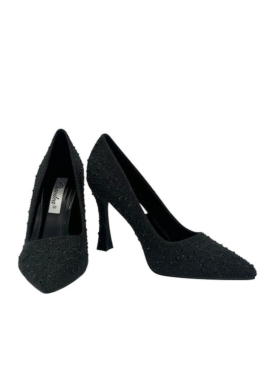 Synthetic Leather Pointed Toe Black High Heels