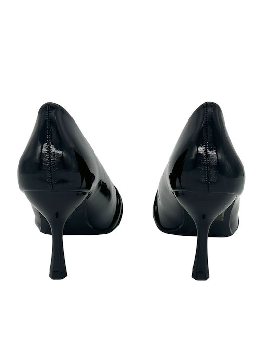 Lackleder Pumps mit Mittelhohem Absatz Schwarz