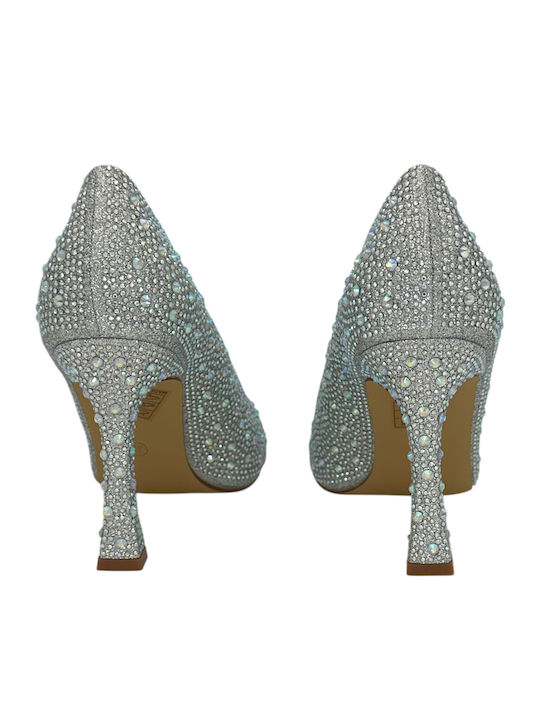 Synthetic Leather Pointed Toe Silver High Heels