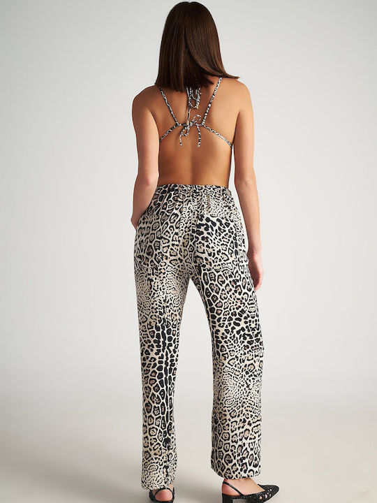 High Waist Sweatpants Wide Brown
