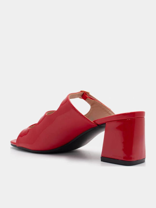 Mules with Heel in Red Color