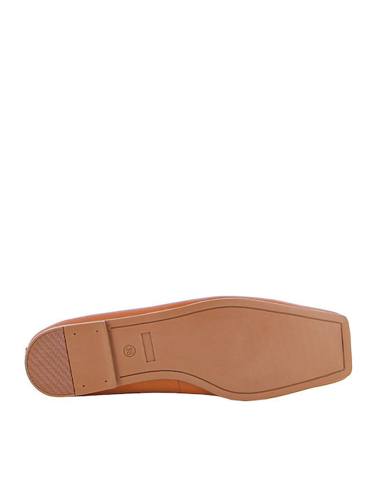 Leather Ballerinas Tabac Brown
