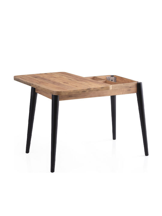 Dolunay Extendable Wooden Kitchen Table with Polypropylene Frame Atlantic Pine - Black 100(+20)x60x79.5cm