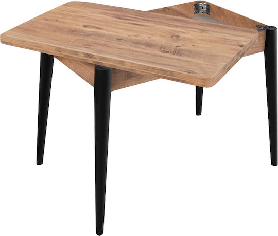 Dolunay Extendable Wooden Kitchen Table with Polypropylene Frame Atlantic Pine - Black 100(+20)x60x79.5cm