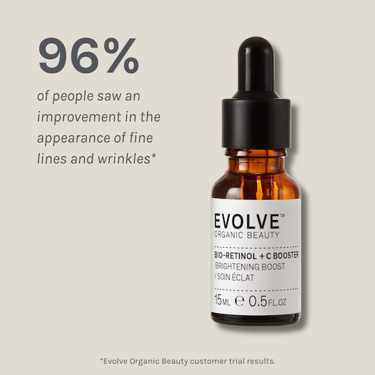 Evolve Beauty Bio-retinol + C Serum Booster Pentru Față cu Bakuchiol și Vitamina C pentru Strălucire 15ml