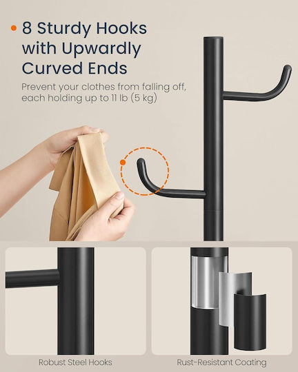 Songmics Metallic Coat Rack Black 40x40x175.3cm