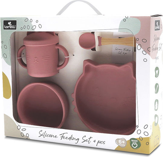 Lorelli Feeding Set made of Silicone with Non-Slip Base Pink 4pcs