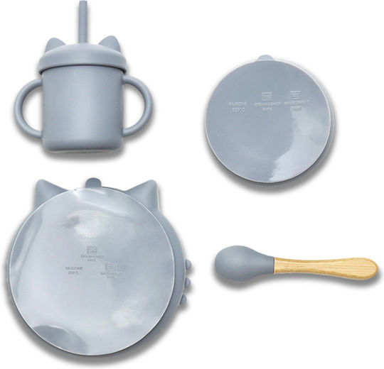 Lorelli Feeding Set made of Silicone with Non-Slip Base Gray 4pcs
