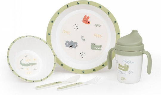 Interbaby Σετ Φαγητού από Πλαστικό Πράσινο 5τμχ