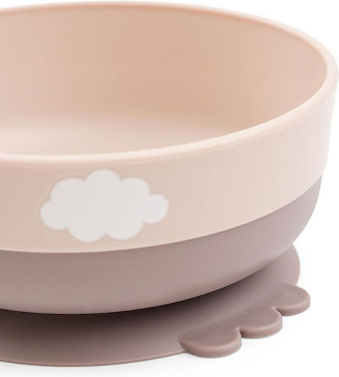 Done by Deer Feeding Set Happy Clouds made of Plastic with Non-Slip Base Pink Happy Clouds 4pcs