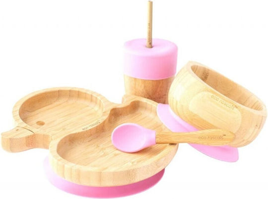 Eco Rascals Σετ Φαγητού από Bamboo Ροζ 4τμχ