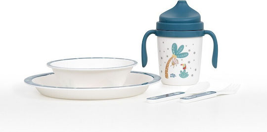 Interbaby Feeding Set made of Plastic Blue 5pcs