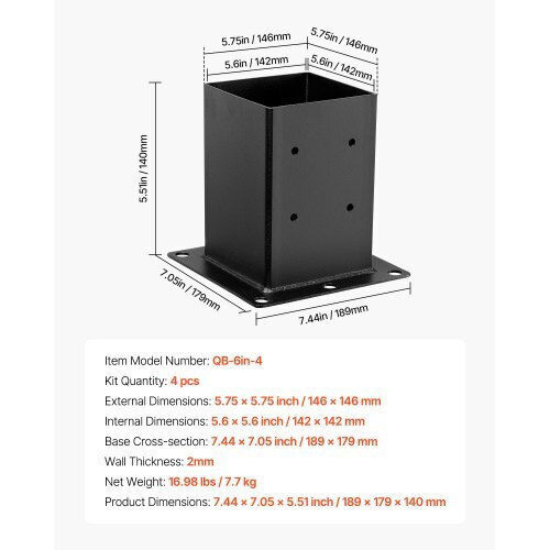 Vevor Base for Pergola made of Wood 4pcs