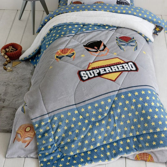Nima Pătură pentru copii Single Superheroes Gri 160x220buc