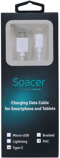 Spacer USB 3.0 Kabel USB-C männlich - USB-A Weiß 1.8m (SPDC-TYPEC-PVC-W-1.8)