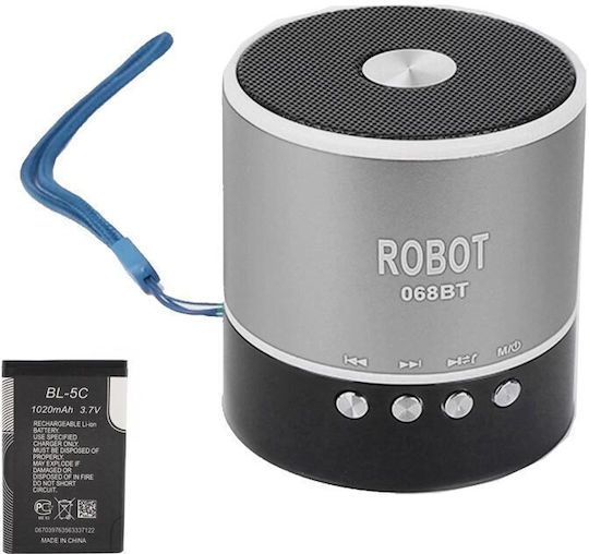 BT 068 Ηχείο Bluetooth 3W με Ραδιόφωνο και Διάρκεια Μπαταρίας έως 5 ώρες Ασημί