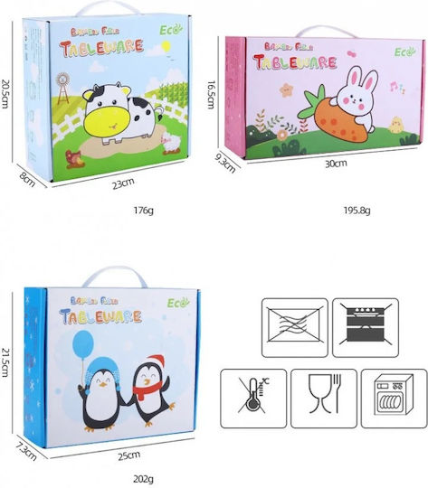 Fiko Feeding Set Penguin made of Bamboo Light Blue 5pcs